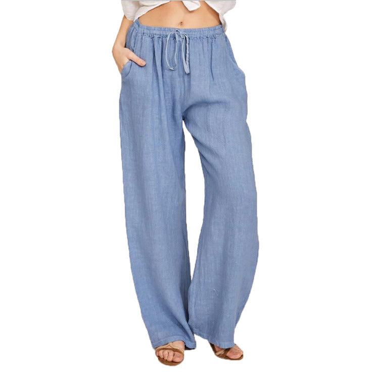 Linen Blend Pants Women – Wide Leg High Waist Linen Pants for Summer