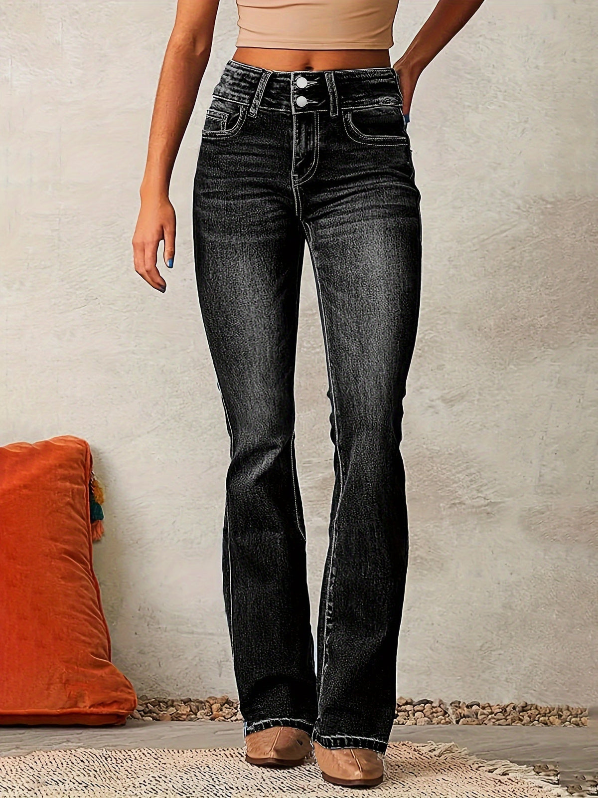 Flared Jeans Dame – Højtaljede Bootcut Denim med Vidde i Bunden