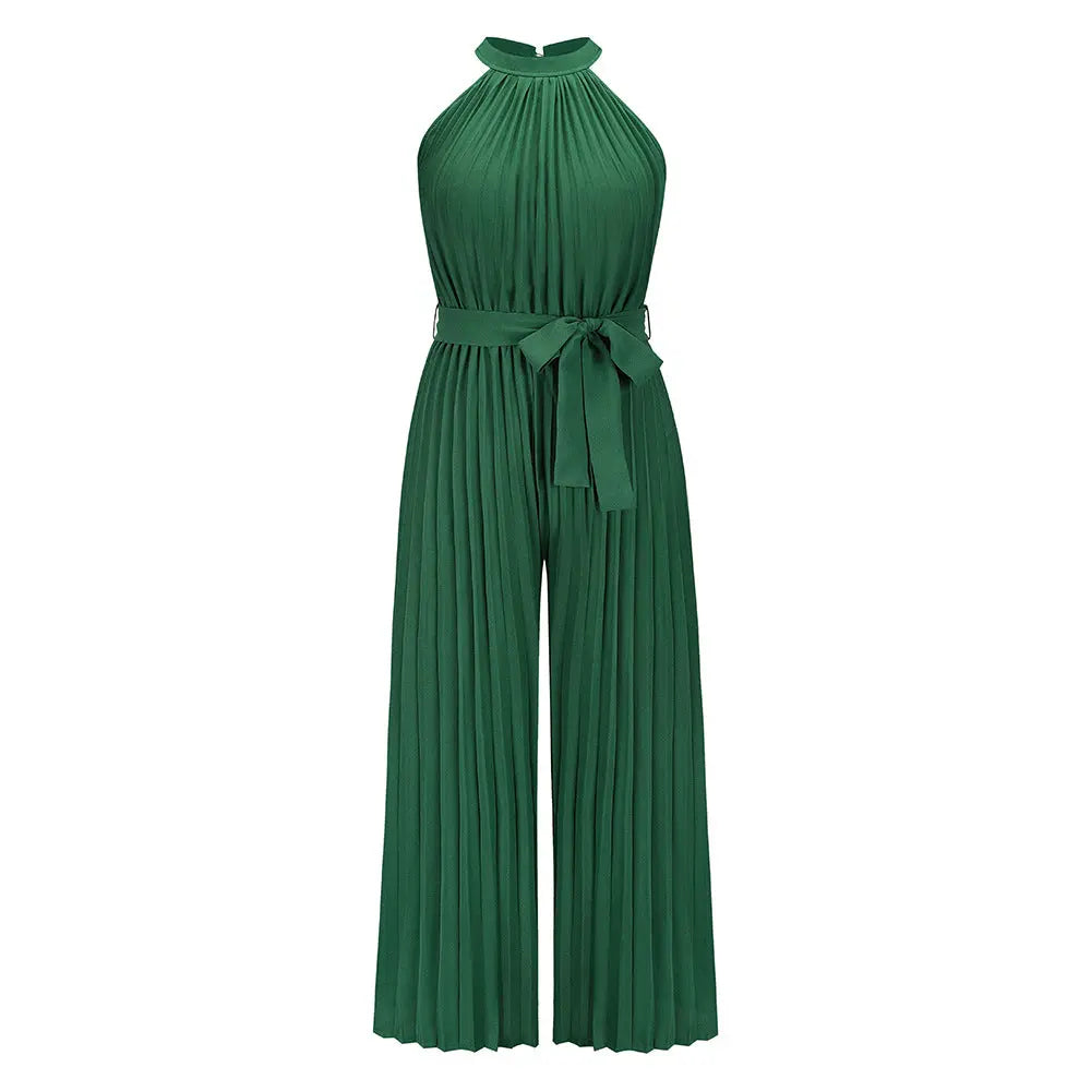 Lærke Sommer Heldragt Dame – Ærmeløs med Rynket Talje og Lommer Panorla