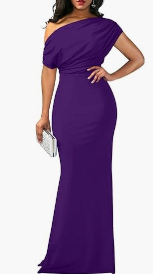 One-Shoulder Maxi Dress Women – Sleeveless Party