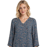 Paisley Bluse Dame – V-Hals Langærmet Hverdagsbluse