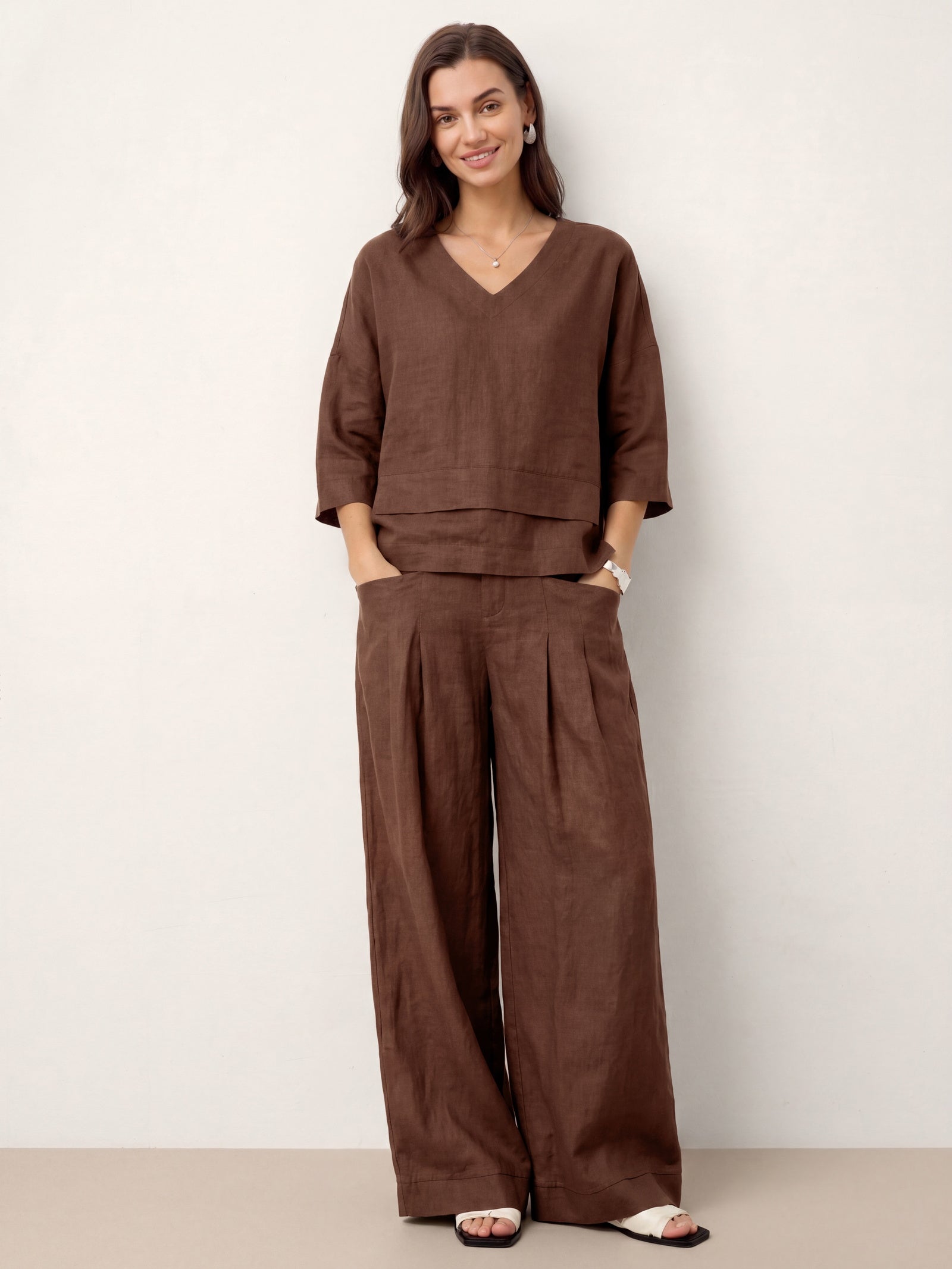 Viola Hørtop Dame – Drop Shoulder med Asymmetrisk Lag-kant