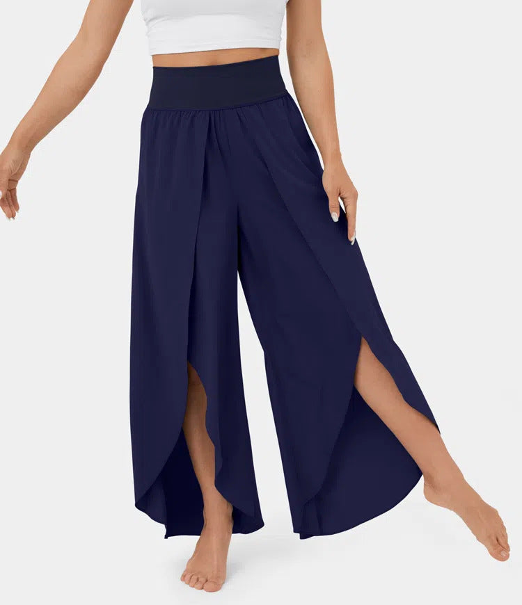 Wide Leg Pants Women High Waist – Split Hem Flowing Pants for Summer