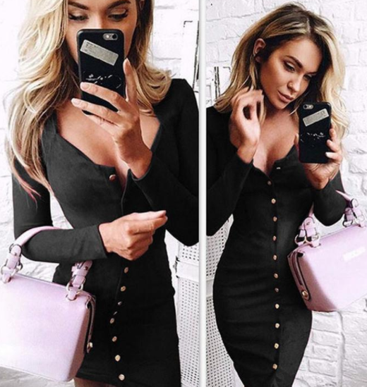Long Sleeve Midi Dress Women Fitted – Cocktail Dress for Parties
