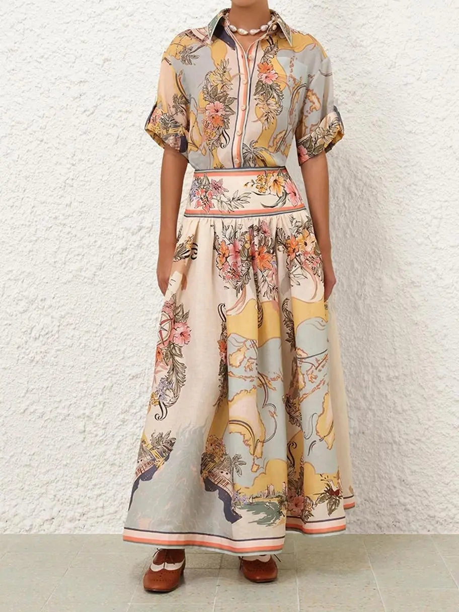 Maxi Nederdel med Høj Talje & Vintageprint | Let og Åndbar til Sommerbrug 4
