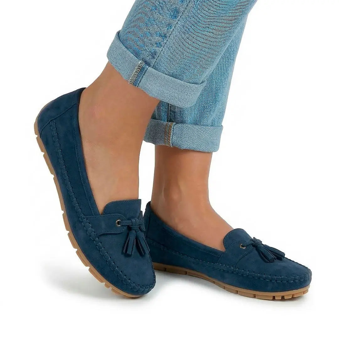 Loafers Dame ruskind med tassel – Fleksible, åndbare og komfortable mokkasiner Panorla
