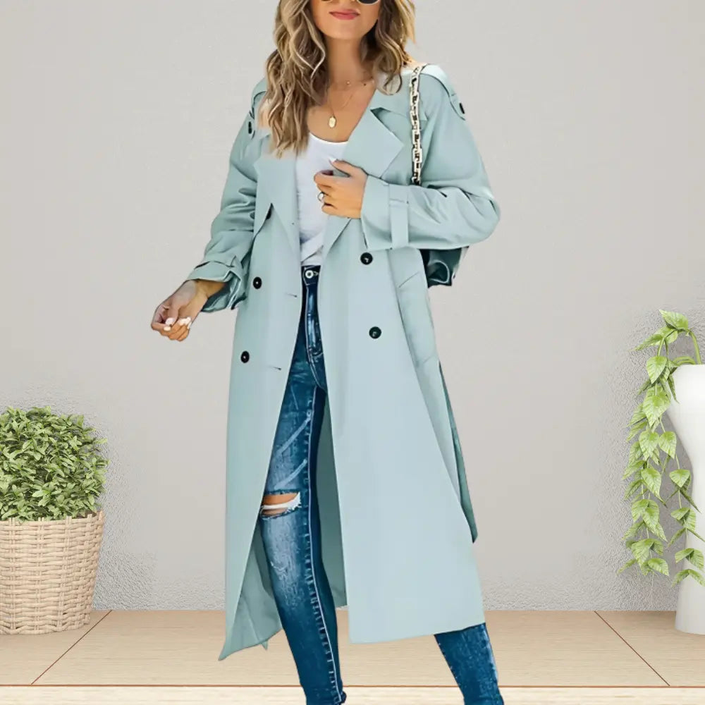 Nora Collection | Trenchcoat til Kvinder med Dobbeltradet Lukning | Klassisk Design til Forår og Efterår 2