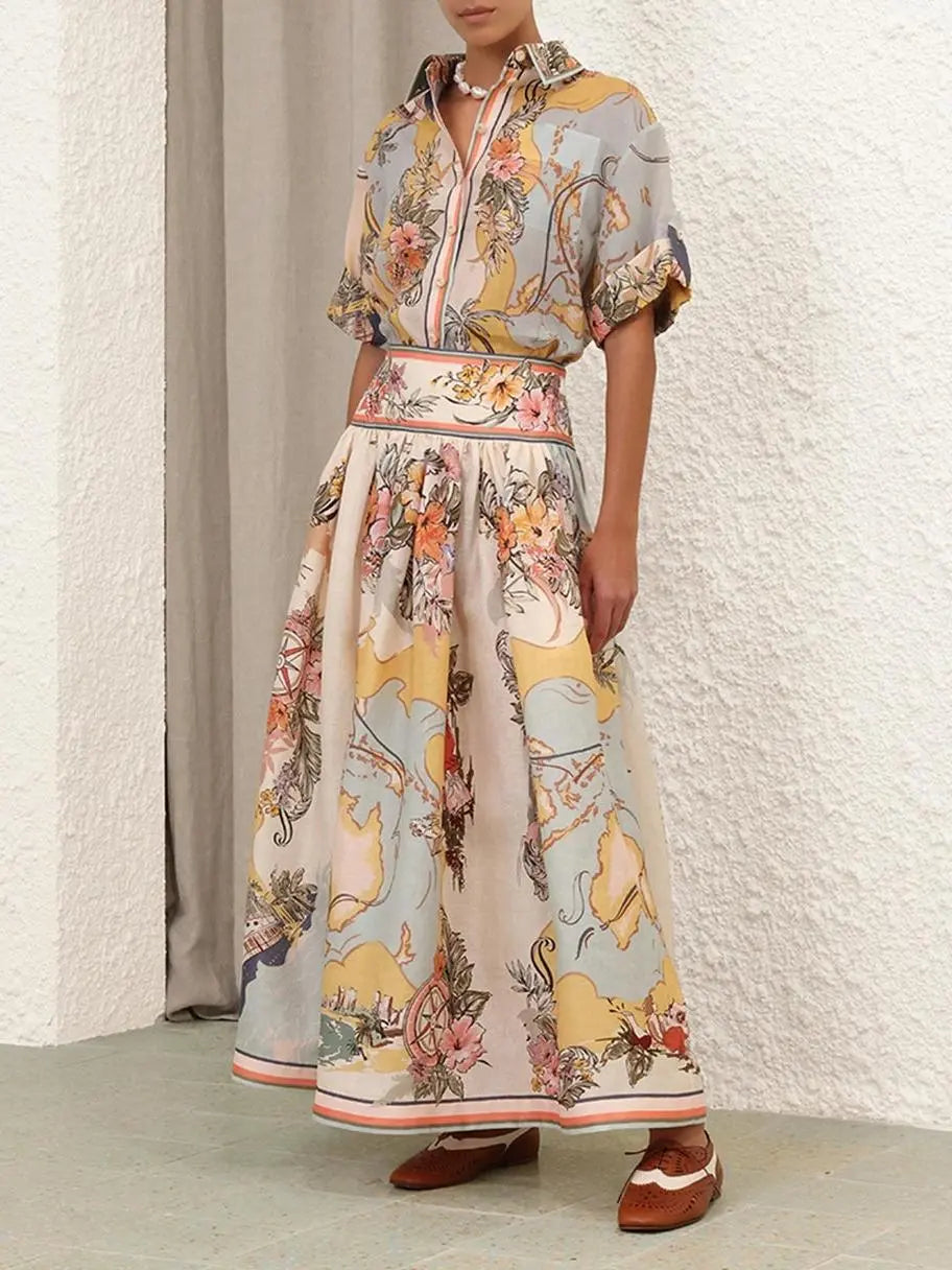 Maxi Nederdel med Høj Talje & Vintageprint | Let og Åndbar til Sommerbrug 5