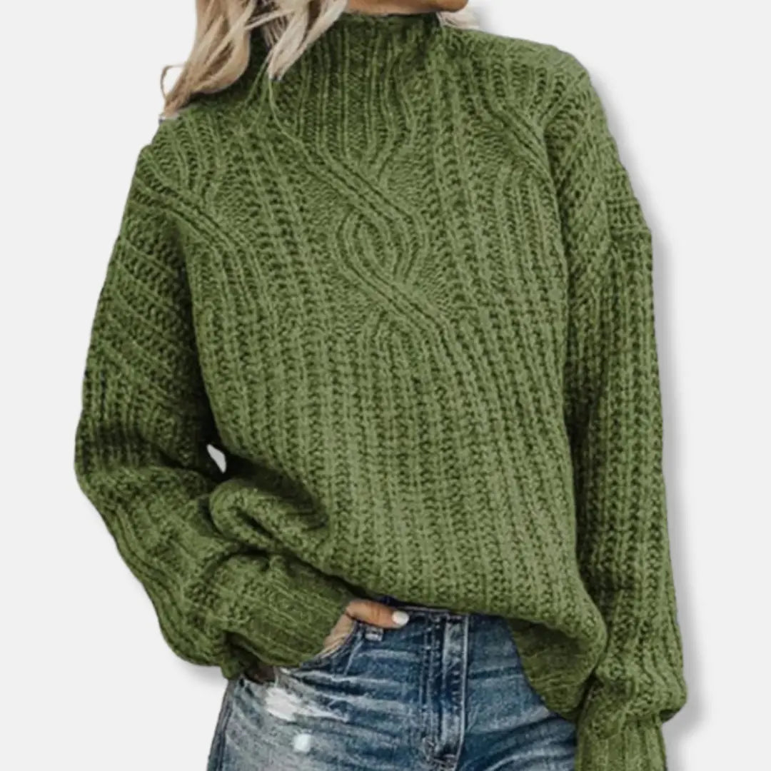 Oversize Striktrøje med Rullekrave til Damer - Komfortabel Vinter Sweater 1