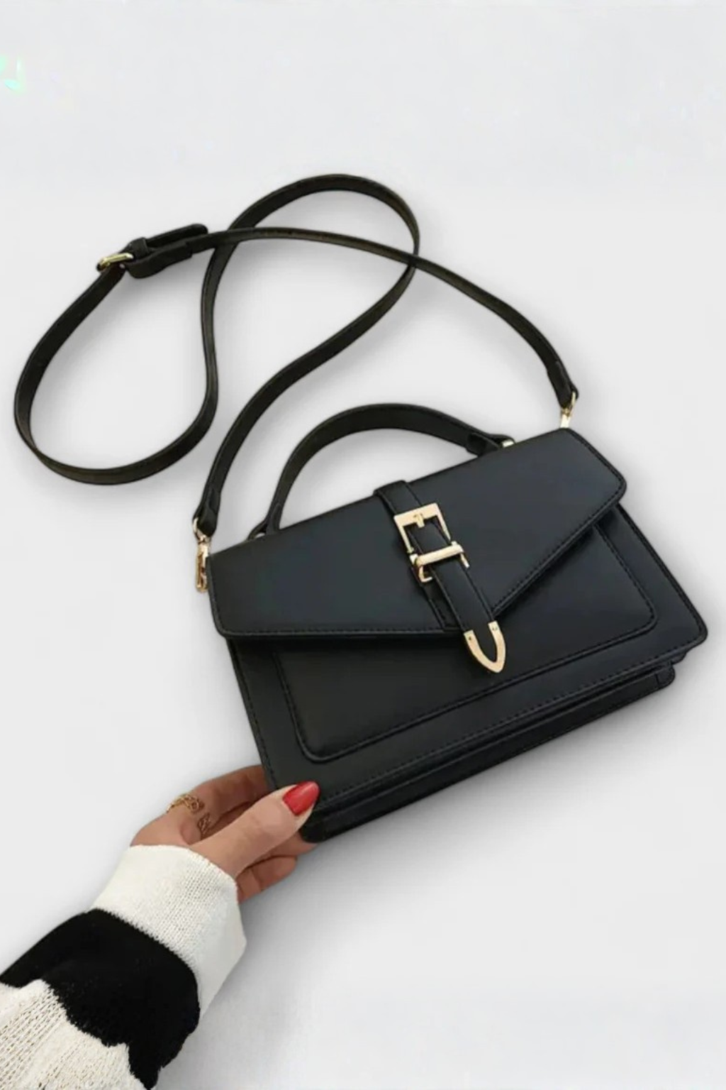 Elegant Crossbody Taske Dame med Struktureret Design & Guldfarvet Spænde for Stilfuld Hverdag 2