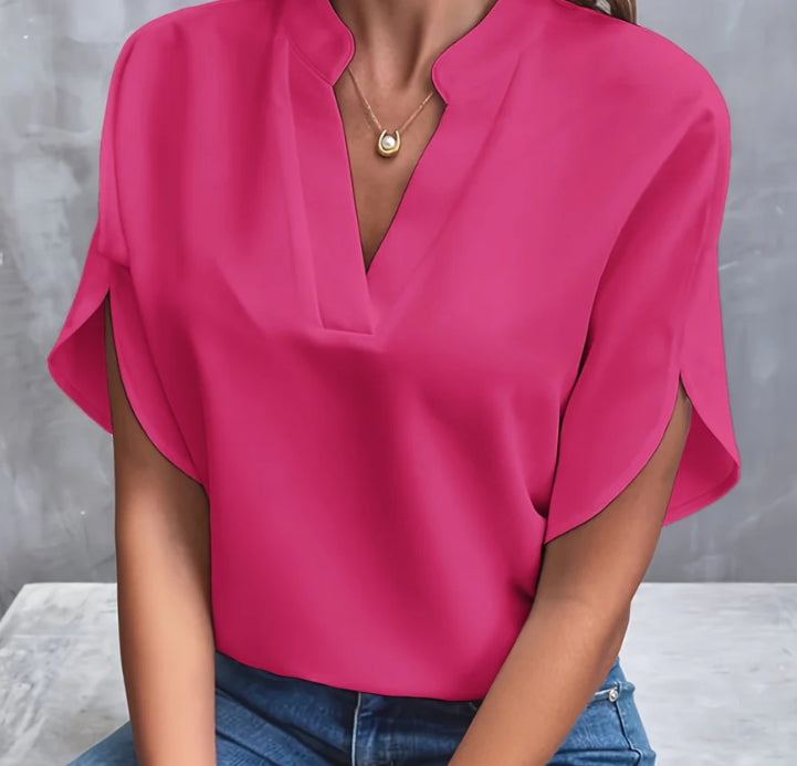 Chiffon Bluse Dame V-Hals – Let og Luftig