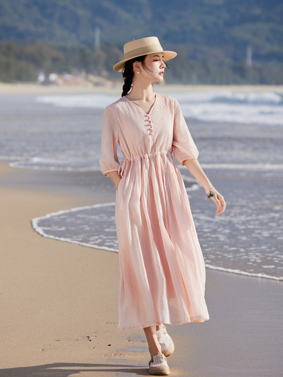 Let Maxikjole Dame Lyserød – Elegant Sommerkjole
