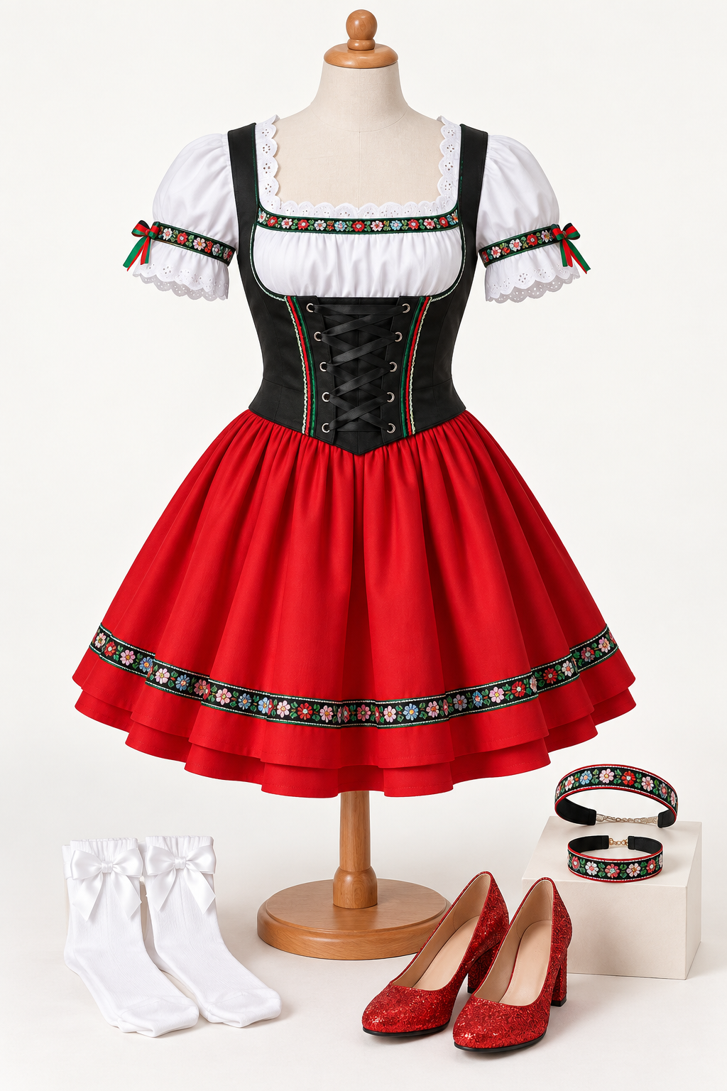 Oktoberfest Kostume Dame Dirndl – Kjole, Forklæde og Bluse