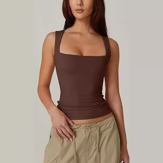Camisole Top Dame Firkantet Hals – Slim Ærmeløs Tanktop