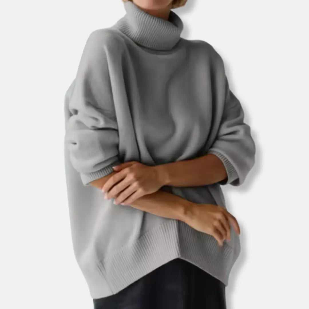 Sweater Dame Oversize Med Rullekrave Og Varm Hverdagskomfort