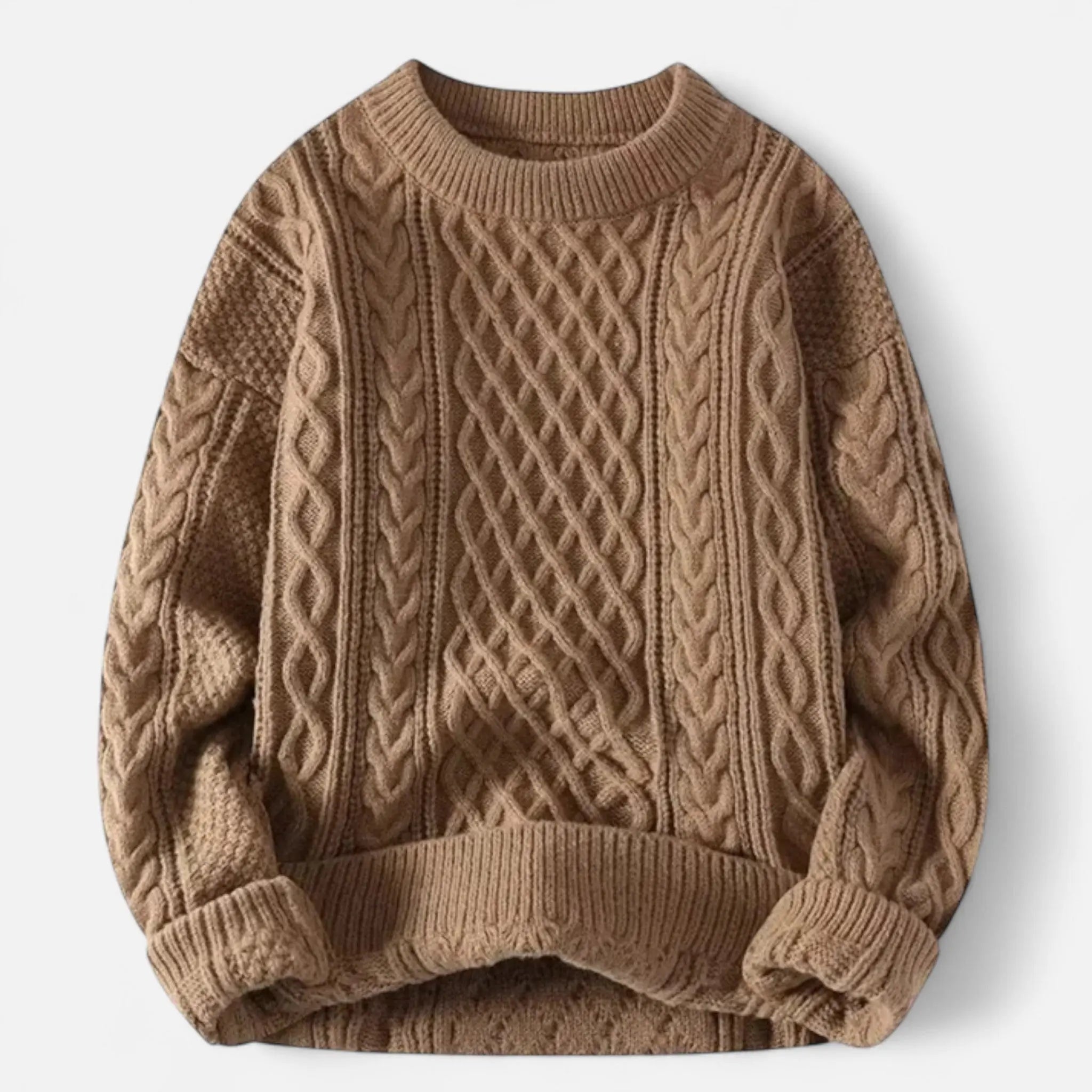 Striktrøje til kvinder med strukturmønster og rund hals