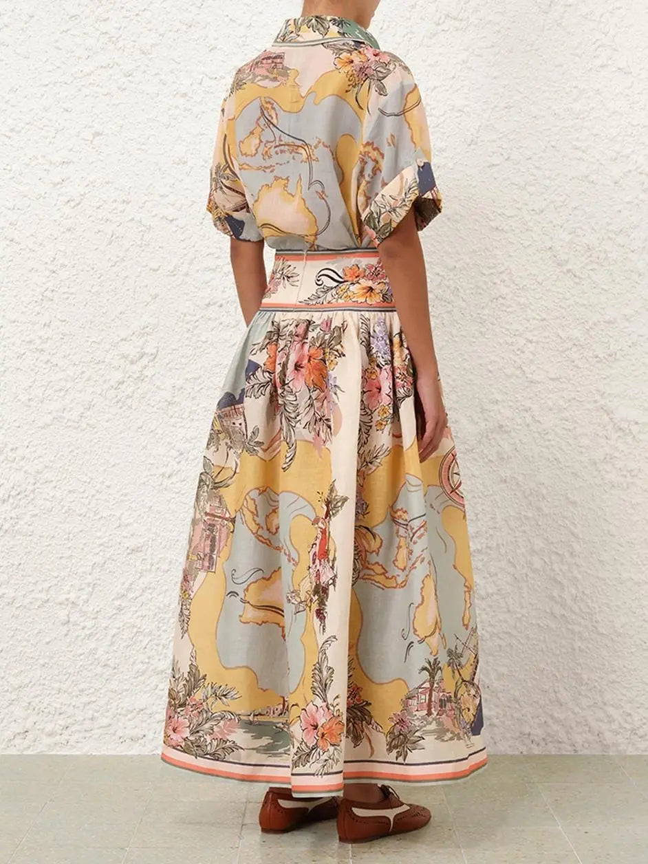 Maxi Nederdel med Høj Talje & Vintageprint | Let og Åndbar til Sommerbrug 6