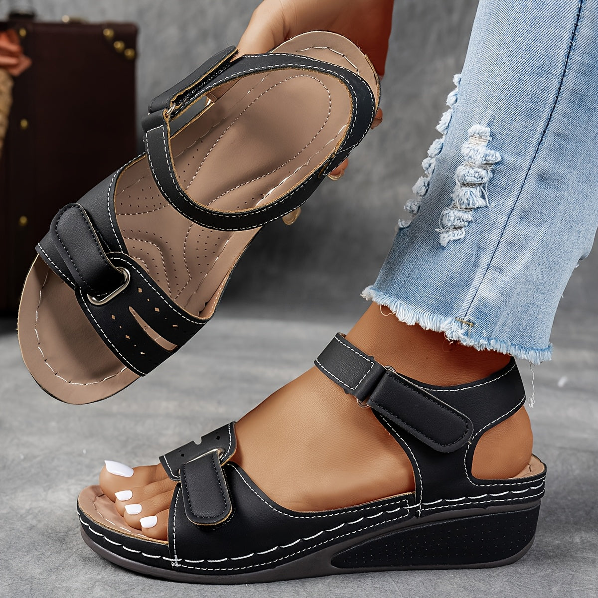 Women's Orthotic Wedge Sandals – Arch Support, Open Toe