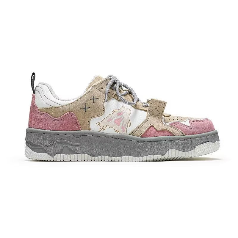 Sneakersy na Platformie Damskie Chunky – Retro Sneakersy w Różu