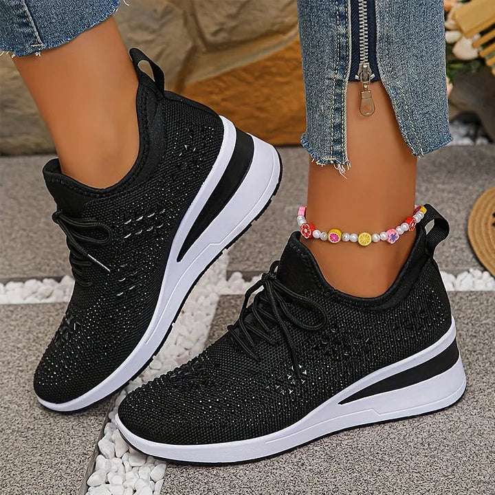 Platform Sneakers Dame Similisten – Snøre med Chunky Sål