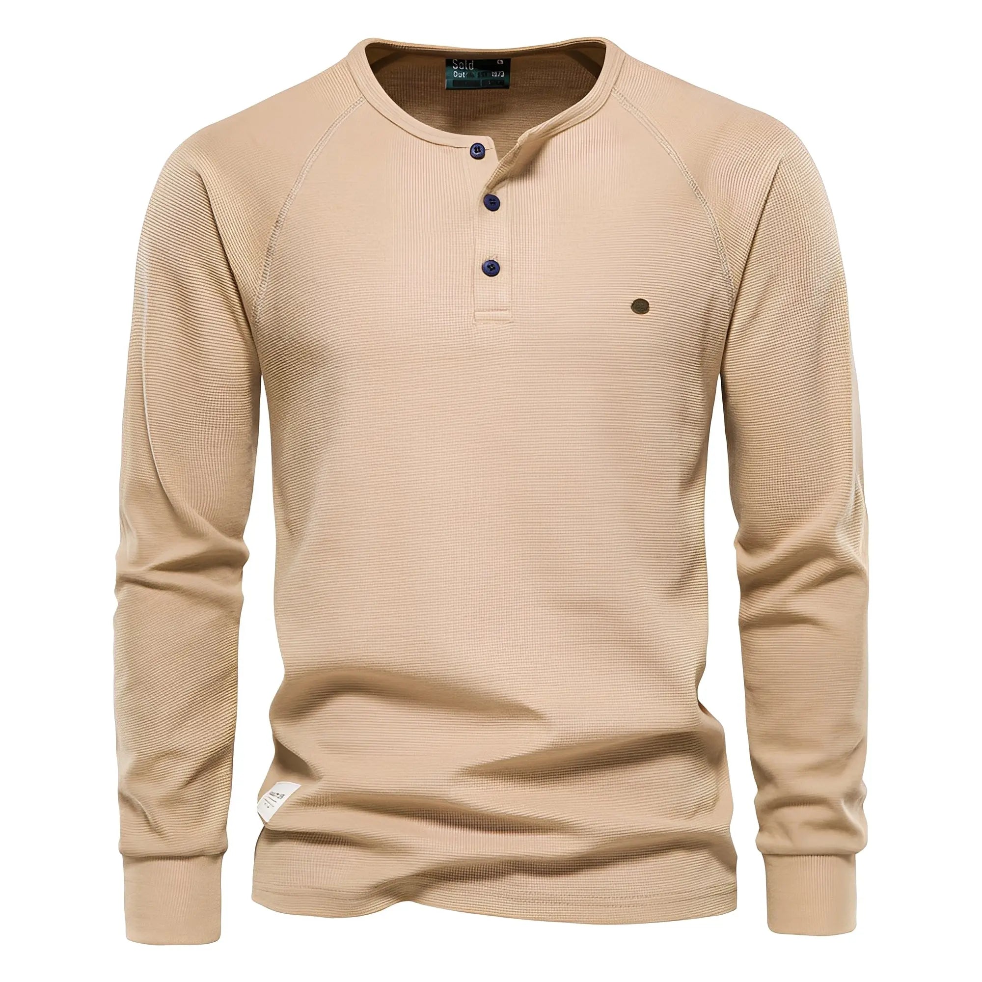 Langærmet Waffle T-shirt til Mænd med Blødt Stof | Elegant Casual Look til Hverdag 1