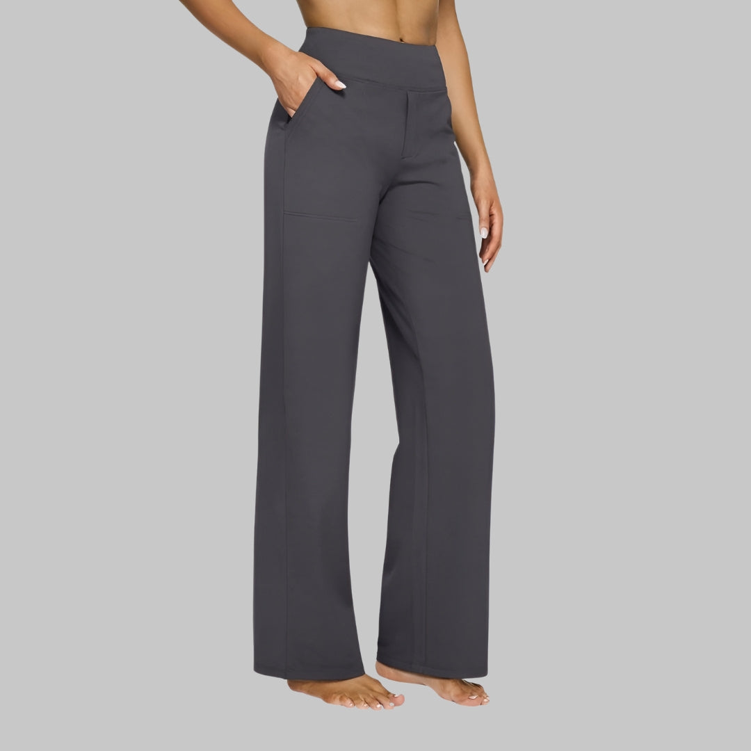 High Waist Wide Leg Stretch Trousers Women