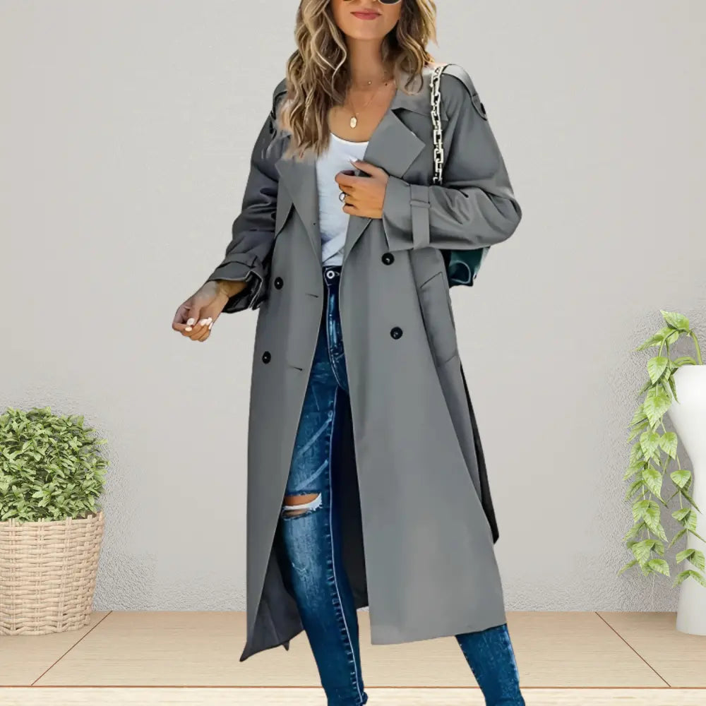 Nora Collection | Trenchcoat til Kvinder med Dobbeltradet Lukning | Klassisk Design til Forår og Efterår 5
