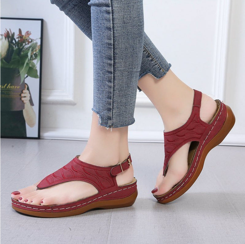 Leather Sandals Women Roman – Two-Tone Summer Sandals