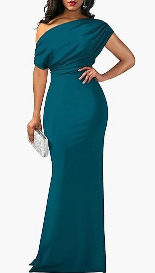 One-Shoulder Maxi Dress Women – Sleeveless Party