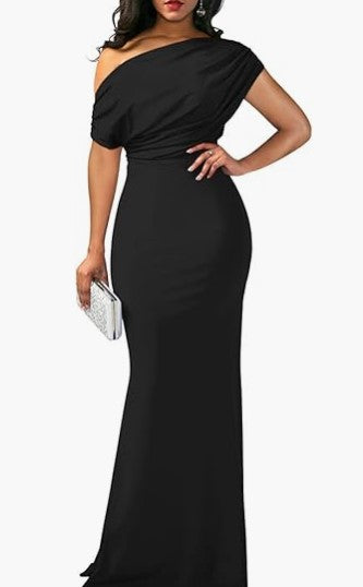 One-Shoulder Maxi Dress Women – Sleeveless Party