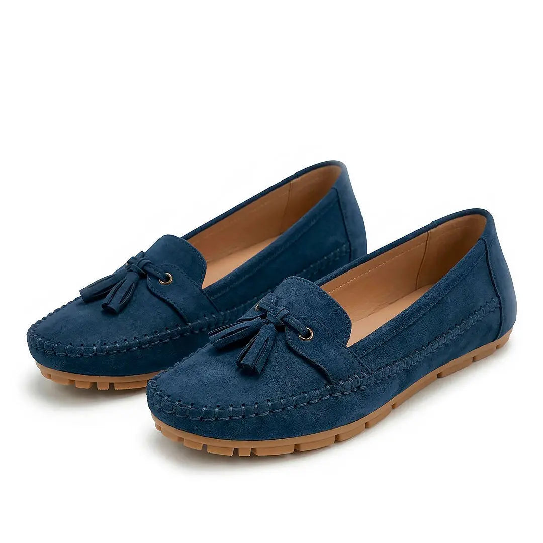 Loafers Dame ruskind med tassel – Fleksible, åndbare og komfortable mokkasiner Panorla