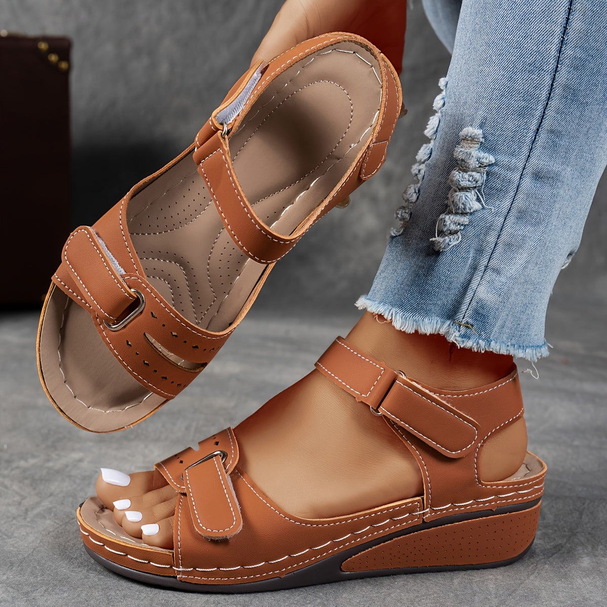Women's Orthotic Wedge Sandals – Arch Support, Open Toe
