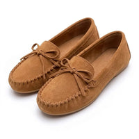 Suede Bow Loafers Women – Soft Flexible Moccasins