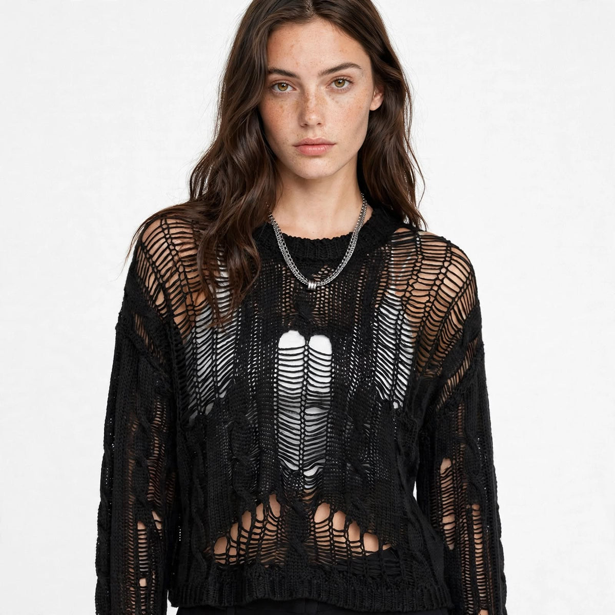 Slidt Strik Dame – Cut Out Oversized Striksweater