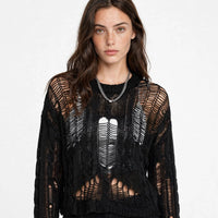 Slidt Strik Dame – Cut Out Oversized Striksweater