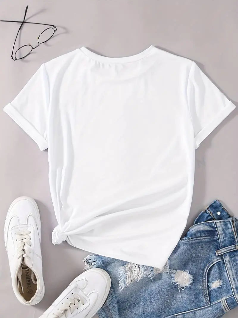 Selma T-shirt Dame med Hjerteprint – Løs Pasform i Bomuld Panorla