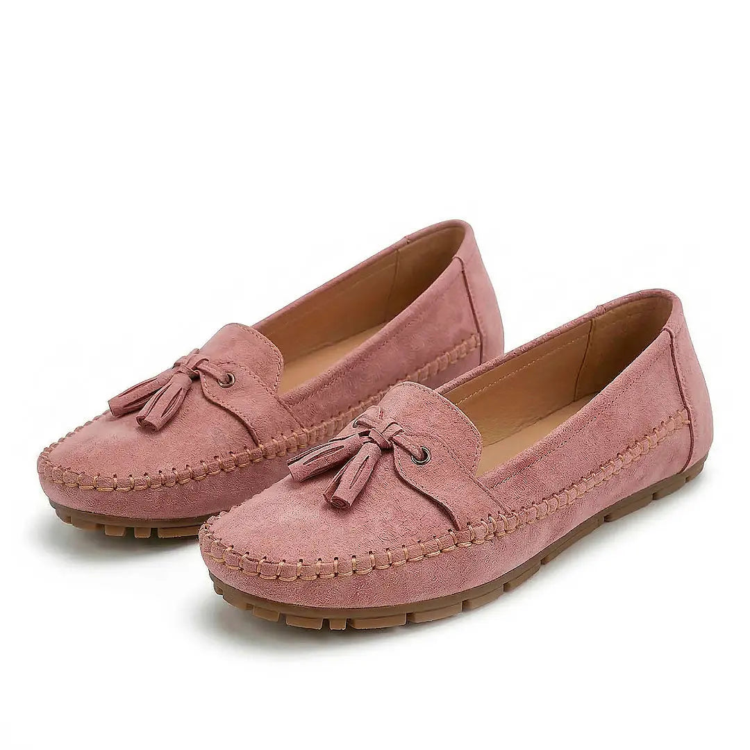 Loafers Dame ruskind med tassel – Fleksible, åndbare og komfortable mokkasiner Panorla