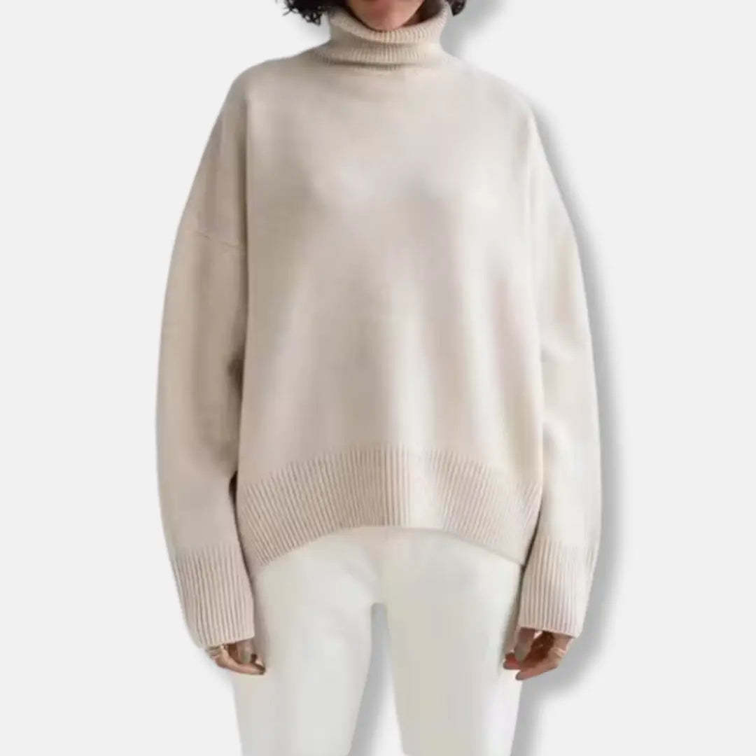 Sweater Dame Oversize Med Rullekrave Og Varm Hverdagskomfort