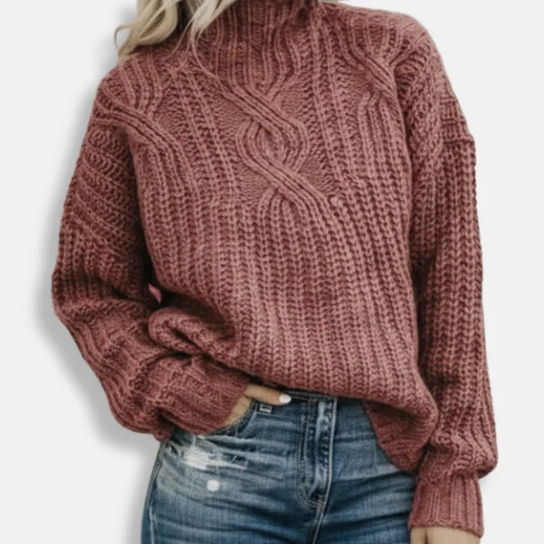 Oversize Striktrøje med Rullekrave til Damer - Komfortabel Vinter Sweater 3