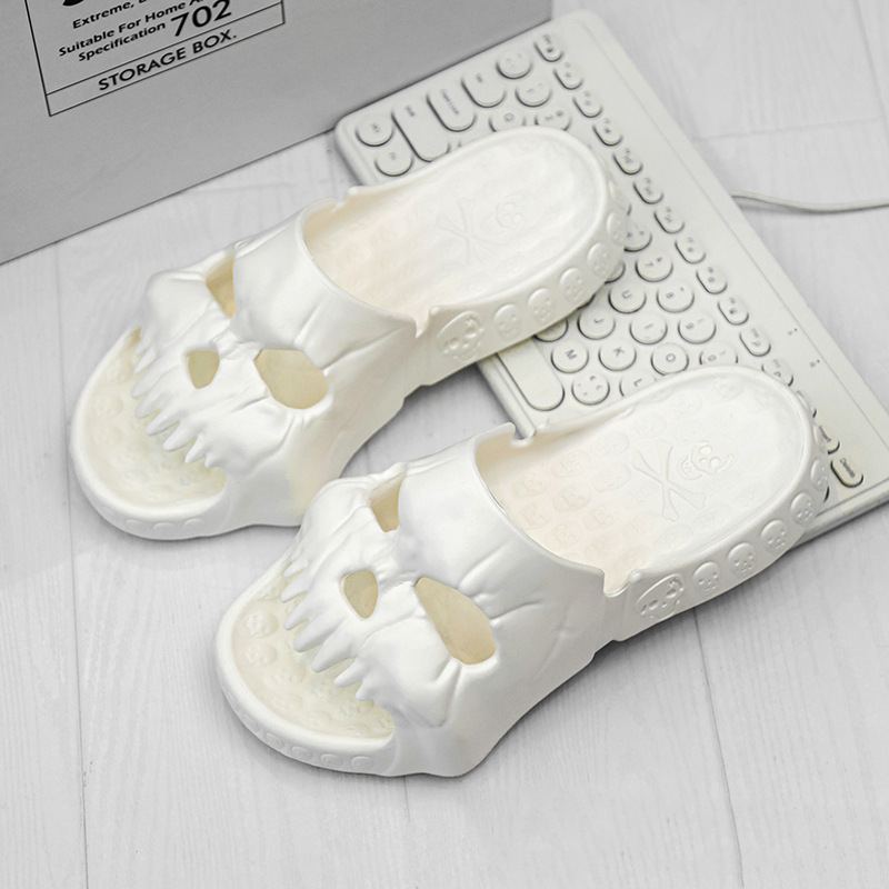 Halloween Slippers Men – Skull House Shoes with Soft Sole