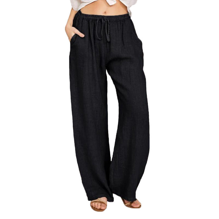 Linen Blend Pants Women – Wide Leg High Waist Linen Pants for Summer
