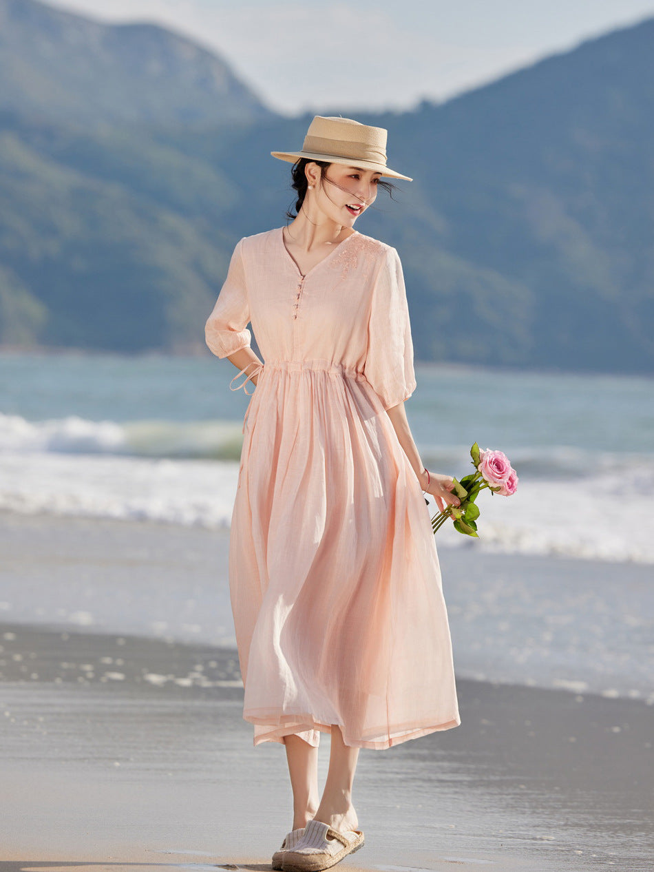 Let Maxikjole Dame Lyserød – Elegant Sommerkjole