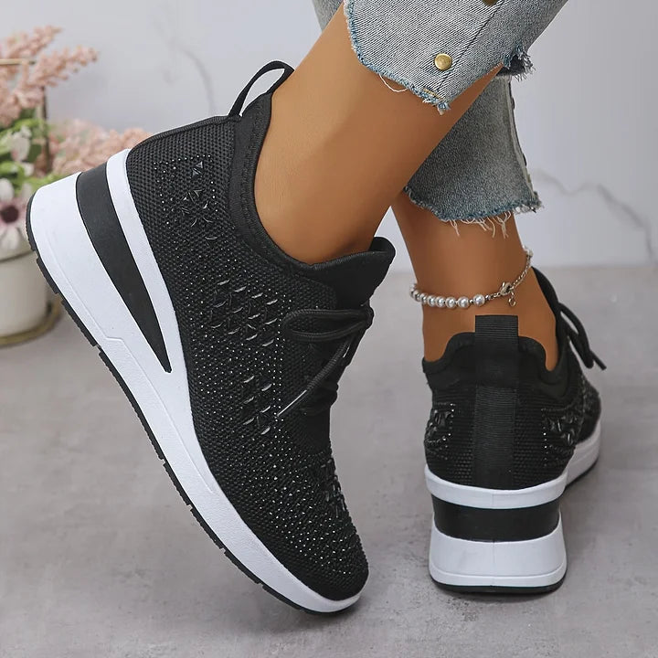 Platform Sneakers Dame Similisten – Snøre med Chunky Sål