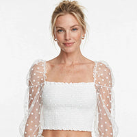 Chiffonbluse Dame – Pufærme Prikket Bluse Til Fest
