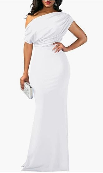 One-Shoulder Maxi Dress Women – Sleeveless Party