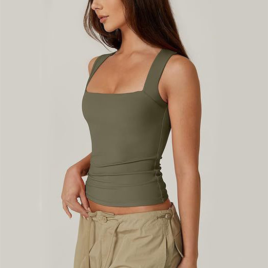 Camisole Top Dame Firkantet Hals – Slim Ærmeløs Tanktop