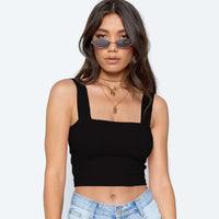 Square Neck Crop Top Women Sleeveless – Cropped Summer Top