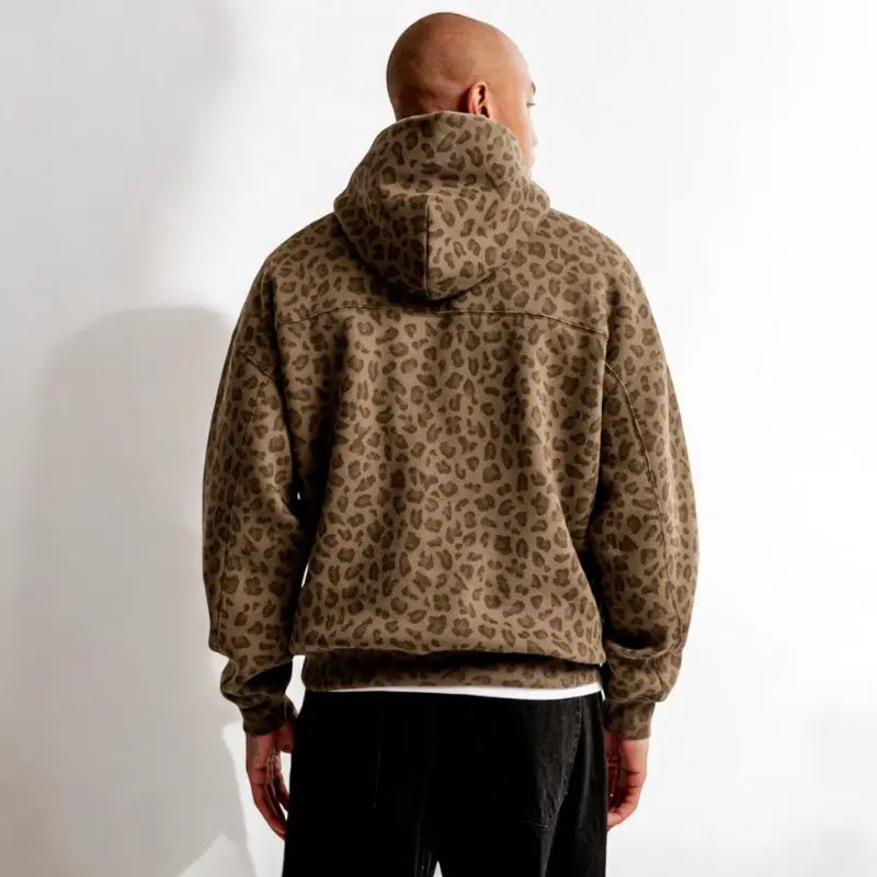 Hættetrøje Mænd | Leopardmønster Hoodie med Justerbar Hætte | Komfortabelt Valg til Hverdagsbrug 3
