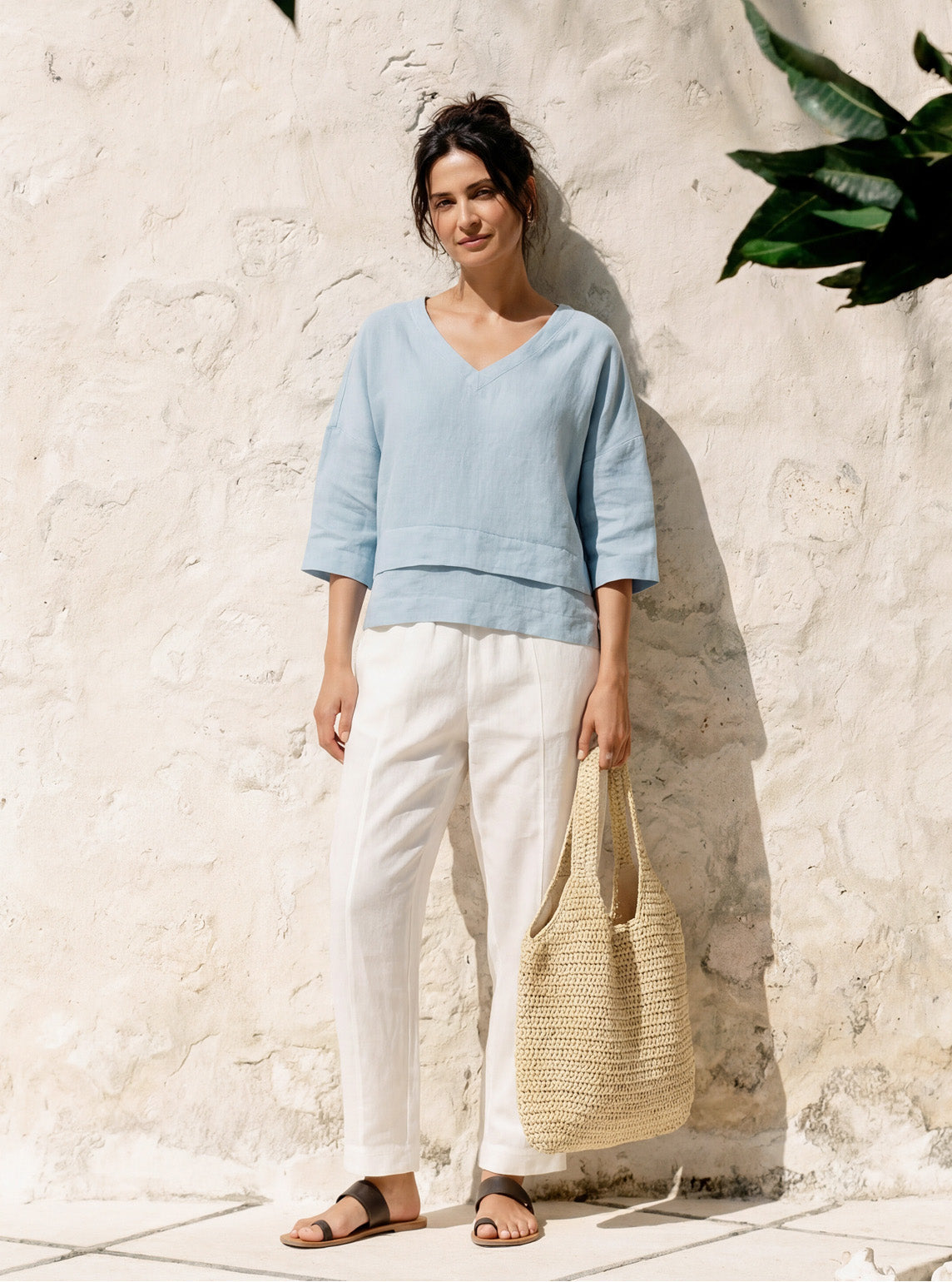 Viola Hørtop Dame – Drop Shoulder med Asymmetrisk Lag-kant