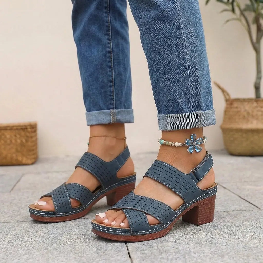Ortopædiske Sandaler Dame | Platform Sandaler med Blokhæl & Ergonomisk Design for Komfort 1